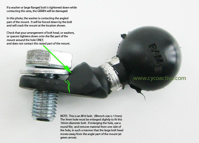 RAM® 9mm Angled Bolt Head Adapter Ball Base